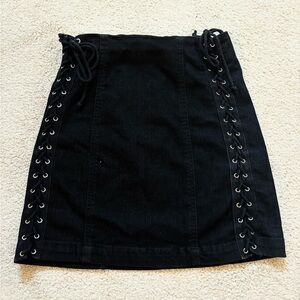 Carmar Black Denim Tie Skirt